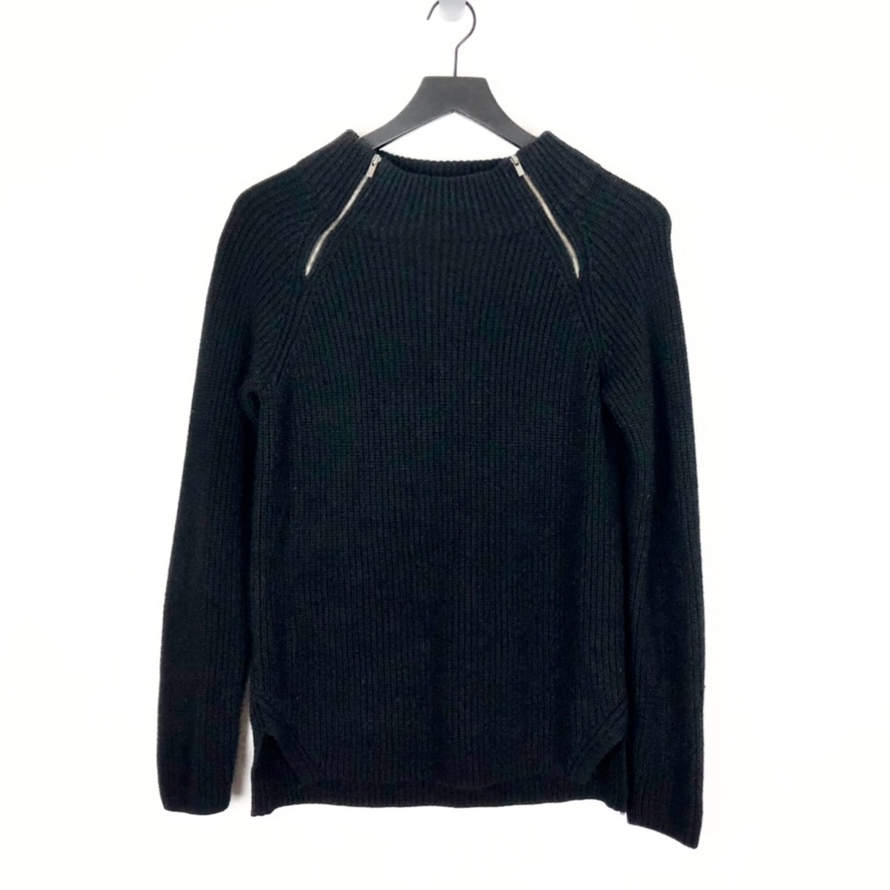 Banana Republic Black Knit Sweater Neck Zippers